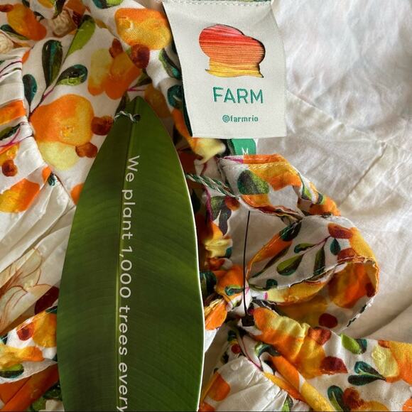 Farm Rio Cashew Ruffle Crossback Boho Maxi Floral Dress Long Summer Cotton - Picture 8 of 9